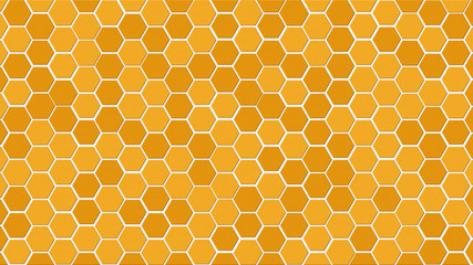 Honeycomb or beehive grid cell random color of gold or golden or honey or yellow color tone for background or Hexagonal cell texture. With 4k resolution.