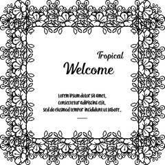 Card summer with lettering welcome tropical, decor flower. Vector