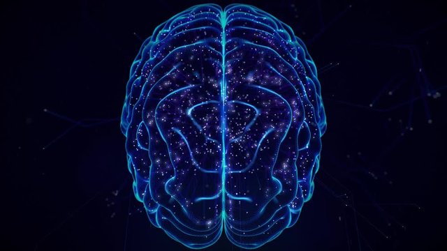 Neural Network creating Artificial intelligence brain, self awareness digital face, big data deep learning computer machine, techie computing abstract background, 3d illustration