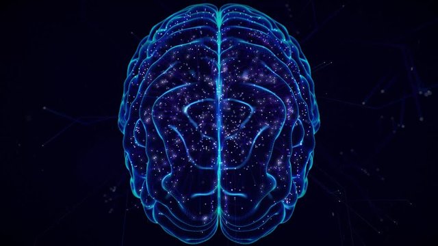 Neural Network creating Artificial intelligence brain, self awareness digital face, big data deep learning computer machine, techie computing abstract background, 3d illustration