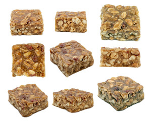 Typical sweets of the party of June called foot boy, sweet of peanut typical of Brazil, state minas gerais. White background. In the Portuguese language of Brazil is called the pé of Moleque