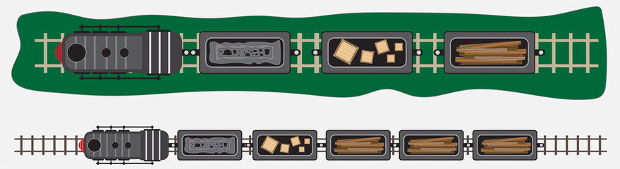 top view of steam locomotive and cargo car © nitinut380