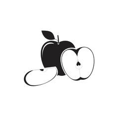apple slice fruit illustrations for drawing symbol logo silhouette