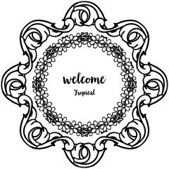 Banner design, lettering welcome tropical for card, postcard. Vector