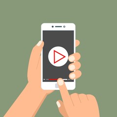 Hand holding phone icon. Vector illustration. There is a 