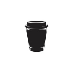 coffee or tea cup for cafe or restaurant black and white illustrations logo symbol silhouette