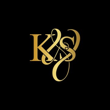 K & S KS logo initial vector mark. Initial letter K & S KS luxury art vector mark logo, gold color on black background.