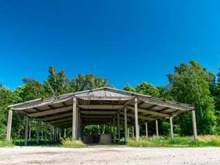 wooden shed for storage of fodder