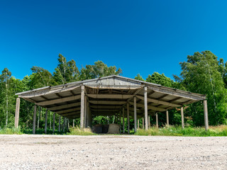 wooden shed for storage of fodder
