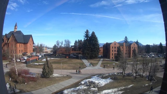 Students walking to classes in Bozeman, Montana.