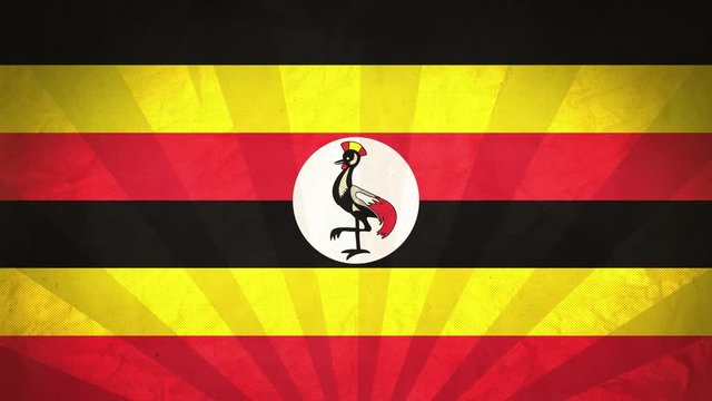 Flag Of Uganda. Paper Texture, With Seamlessly Spinning Printed Like Sunrays. High-Quality, Detailed Animation. 4K, 60fps