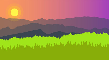 Forest landscape. Vector background.