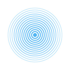 Blue rings sound wave and line in a circle. Sound wave wallpaper. Radio station signal. Circle spin vector background. 