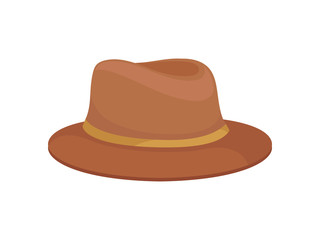 Classic brown hat for men. Vector illustration on white background.