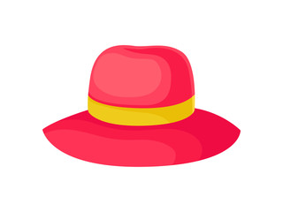 Red hat for women. Vector illustration on white background.