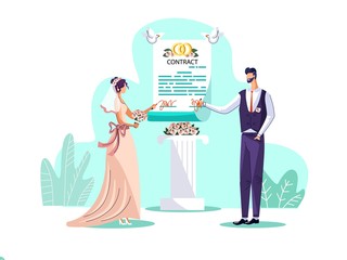 Marriage contract concept vector illustration