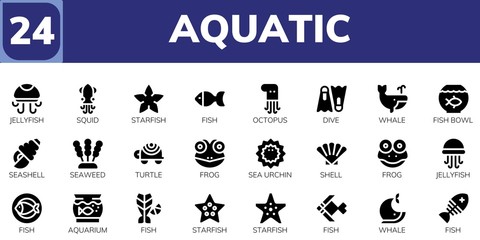 aquatic icon set