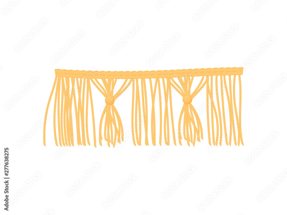 Sticker orange braid with long threads. vector illustration on white background.