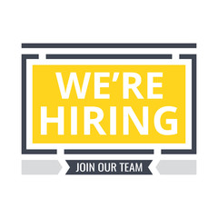 We are hiring poster or banner design. Job vacancy advertisement concept. Vector illustration.