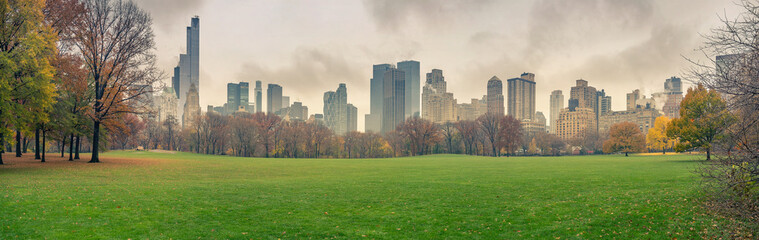 Central park at rainy day, New York City, USA