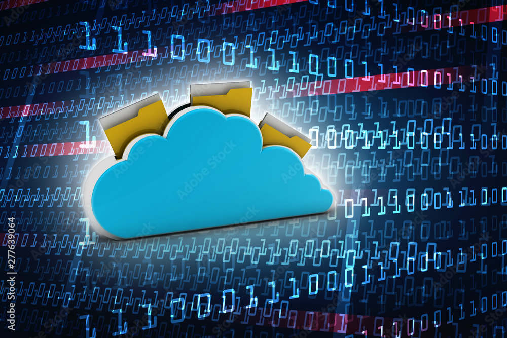 Poster 3d rendering cloud folder network