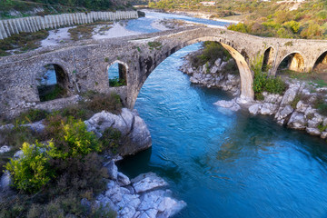 Fototapeta na wymiar The Old Ottoman Mesi Bridge in Shkoder