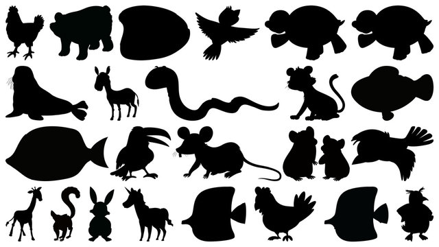 Set of silhouette animals