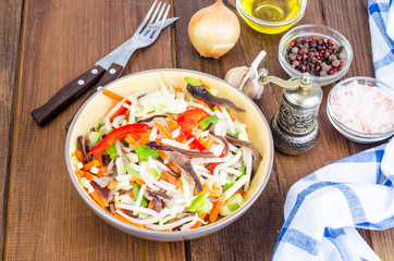 Vegetarian dish, mix of vegetables with shiitake