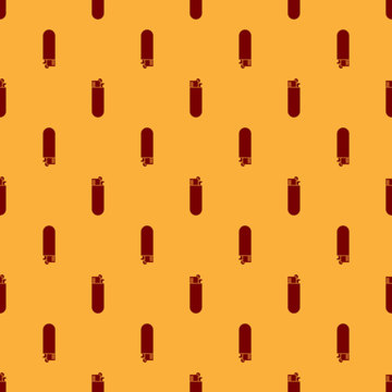 Red Lighter icon isolated seamless pattern on brown background. Flat design. Vector Illustration