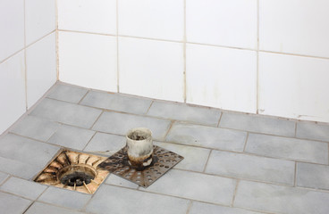 Floor drain in an old shower