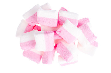 White-pink marshmallow isolated on white background