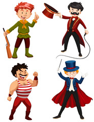 Set of circus characters