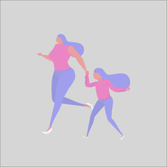Fototapeta na wymiar Mother and daughter performing daily activities together