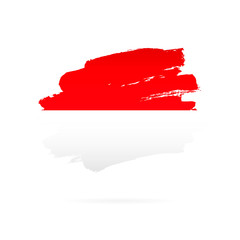 Indonesian flag. Brush strokes drawn by hand.