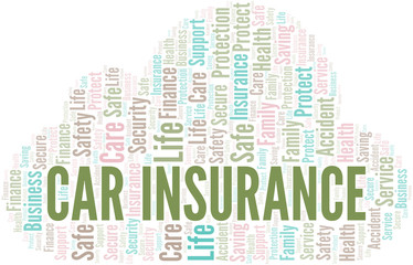 Car Insurance word cloud vector made with text only.
