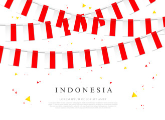 Garland of indonesian flags. Indonesia Independence Day.