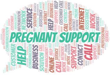 Pregnant Support word cloud vector made with text only.