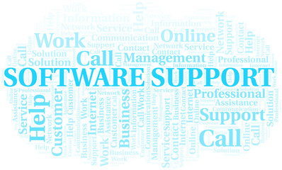 Software Support word cloud vector made with text only.