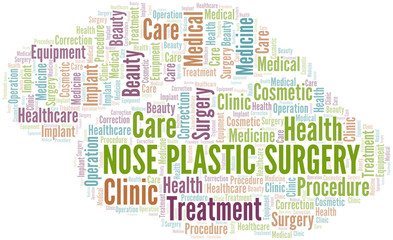 Nose Plastic Surgery word cloud vector made with text only.