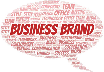 Business Brand word cloud. Collage made with text only.