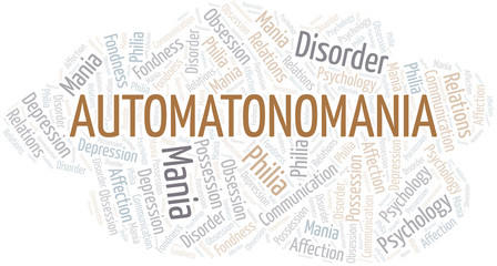 Automatonomania word cloud. Type of mania, made with text only.