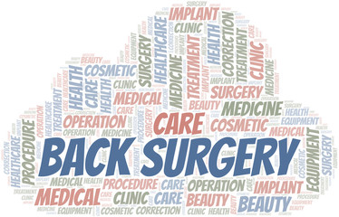 Obraz premium Back Surgery word cloud vector made with text only.