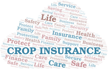 Crop Insurance word cloud vector made with text only.