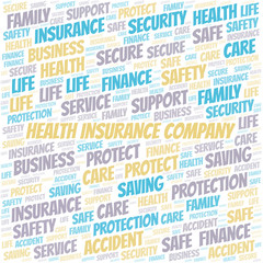 Health Insurance Company word cloud vector made with text only.