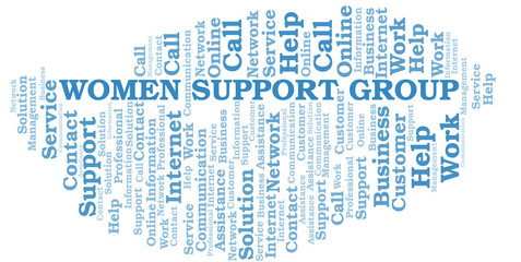 Women Support Group word cloud vector made with text only.