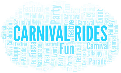 Obraz premium Carnival Rides word cloud vector made with text only.