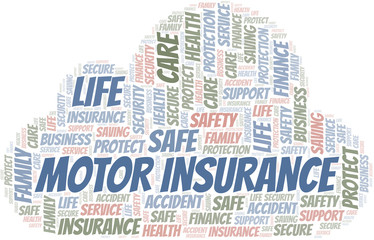 Obraz premium Motor Insurance word cloud vector made with text only.