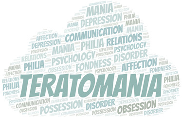 Obraz premium Teratomania word cloud. Type of mania, made with text only.