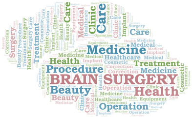 Brain Surgery word cloud vector made with text only.