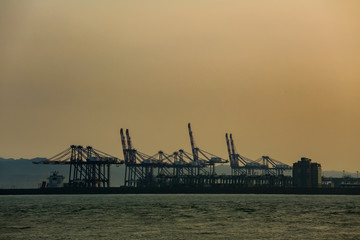 sunset in port